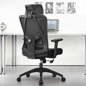 felixking ergonomic office chair, big and tall office chair, adjustable headrest with 2d armrest, lumbar support and pu wheels, swivel computer task chair for office, tilt function computer chair