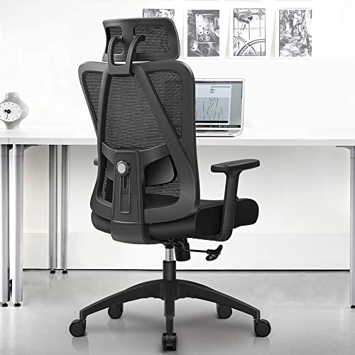 FelixKing Ergonomic Office Chair, Big and Tall Office Chair, Adjustable Headrest with 2D Armrest, Lumbar Support and PU Wheels, Swivel Computer Task Chair for Office, Tilt Function Computer Chair