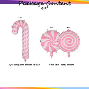 Sweet Candy Balloon Pink Candy Cane Balloons Lollipop Balloon Xmas Christmas Candies Theme Birthday Baby Shower Party Decor Supplies 10 Pcs Set