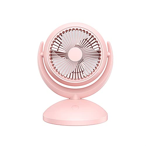 ORALBY USB Fan, Table Fan with Strong Airflow & Quiet Operation, Adjustable Up and Down, 4-Speed Adjustable,Pink