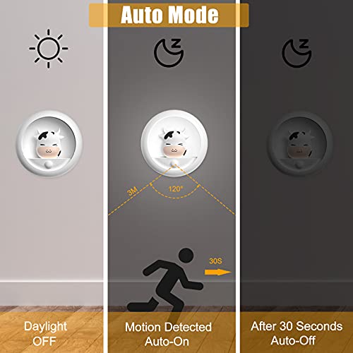 AIMILAR LED Motion Sensor Kids Night Lights Rechargeable USB Night Light Lamp for Kids Room Bedroom Bathroom Toilet Portable Baby Nursery Magnetic Cow Nightlight (2 Pack)