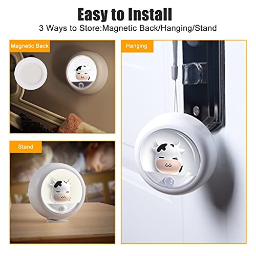 AIMILAR LED Motion Sensor Kids Night Lights Rechargeable USB Night Light Lamp for Kids Room Bedroom Bathroom Toilet Portable Baby Nursery Magnetic Cow Nightlight (2 Pack)