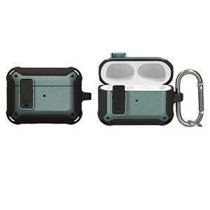 kwmobile earphones case compatible with apple airpods pro 2 - protective earbuds headphones cover - dark metallic green