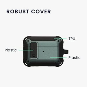 kwmobile Earphones Case Compatible with Apple Airpods Pro 2 - Protective Earbuds Headphones Cover - Dark Metallic Green