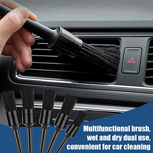 10PCS Car Detailing Kit Set, Auto Interior Cleaning Wire Brush Set, Boar Hair Duster Brushes for Cleaning Car Interior Exterior, Wheels, Dashboard, Air Conditioner, Engines, Leather (Black)