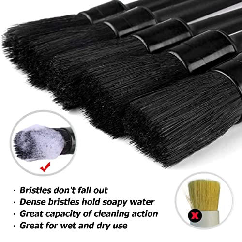 10PCS Car Detailing Kit Set, Auto Interior Cleaning Wire Brush Set, Boar Hair Duster Brushes for Cleaning Car Interior Exterior, Wheels, Dashboard, Air Conditioner, Engines, Leather (Black)