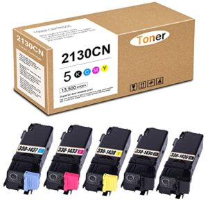 2130cn compatible 330-1436 330-1437 330-1433 330-1438 black cyan magenta yellow toner cartridge replacement for dell 2130cn 2135cn printer toner.(5pack)