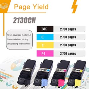 2130CN Compatible 330-1436 330-1437 330-1433 330-1438 Black Cyan Magenta Yellow Toner Cartridge Replacement for Dell 2130cn 2135cn Printer Toner.(5Pack)