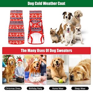 Dog Cold Weather Coats, Dog Sweaters with Leash Hole for Small Medium Large Dogs, Bowite Soft Warm Stretchy Dog Winter Jacket Girl Boy for Cold Weather, Dog Pullover Sweater Vest (Christmas,S)