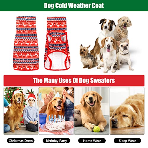 Dog Cold Weather Coats, Dog Sweaters with Leash Hole for Small Medium Large Dogs, Bowite Soft Warm Stretchy Dog Winter Jacket Girl Boy for Cold Weather, Dog Pullover Sweater Vest (Christmas,S)