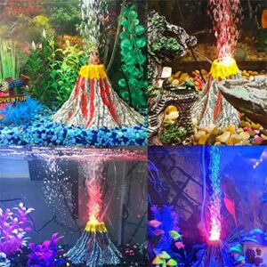 Aquarium Bubble Light with Air Pump, Aquarium Volcano Ornament Oxygenation Kit, Bubbler Decorations for Underwater Fish Tank