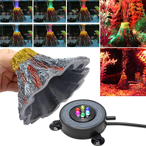 Aquarium Bubble Light with Air Pump, Aquarium Volcano Ornament Oxygenation Kit, Bubbler Decorations for Underwater Fish Tank