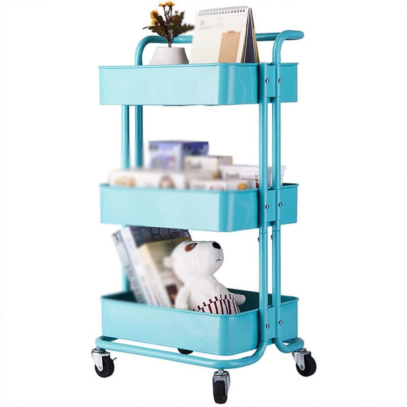 EYHLKM 3 Tier Kitchen Storage Trolley with Wheels Trolley Bathroom Storage Trolley Storage Rack Kitchen Accessories (Color : A, Size : 82cm*43.5cm)