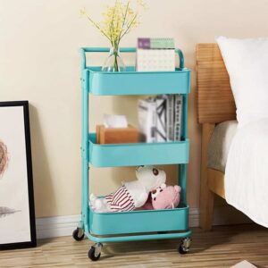 EYHLKM 3 Tier Kitchen Storage Trolley with Wheels Trolley Bathroom Storage Trolley Storage Rack Kitchen Accessories (Color : A, Size : 82cm*43.5cm)