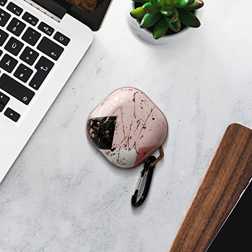 kwmobile Case Compatible with Samsung Galaxy Buds 2 Pro/Buds 2 / Buds Live - Case for Earbuds - Mixed Marble Dusty Pink/White/Black