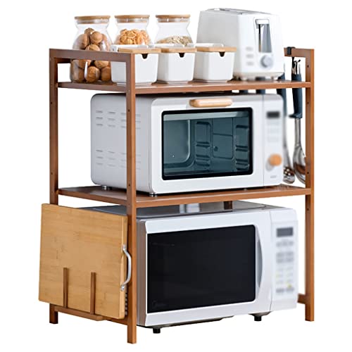 EYHLKM Kitchen Countertop Storage Rack Multilayer Bamboo Adjustable Shelf Suitable (Color : A, Size : 67cm*55cm)