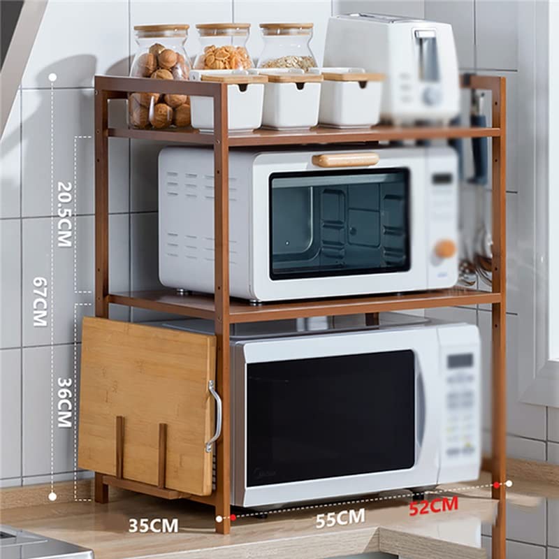 EYHLKM Kitchen Countertop Storage Rack Multilayer Bamboo Adjustable Shelf Suitable (Color : A, Size : 67cm*55cm)