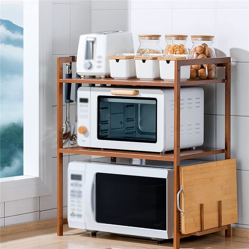 EYHLKM Kitchen Countertop Storage Rack Multilayer Bamboo Adjustable Shelf Suitable (Color : A, Size : 67cm*55cm)