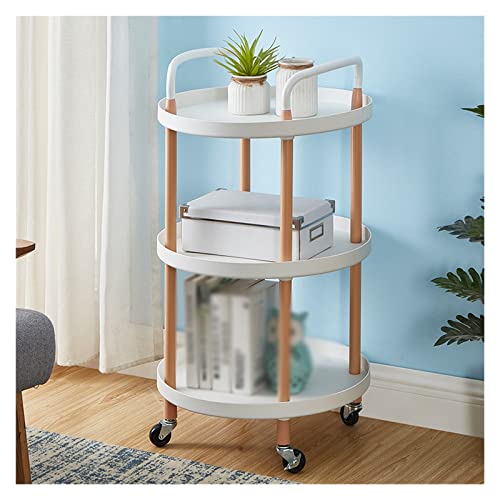 EYHLKM 3 Tier Storage Rack Kitchen Foldable Trolley Vegetable Floor Rack Wheels (Color : A, Size : 81.5cm*48cm)