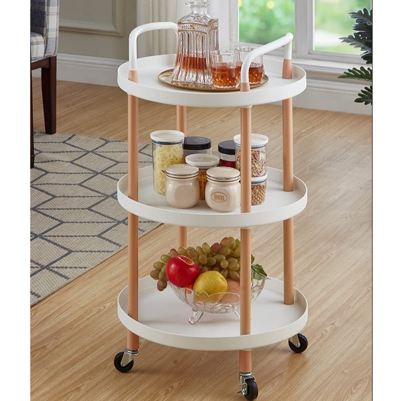 EYHLKM 3 Tier Storage Rack Kitchen Foldable Trolley Vegetable Floor Rack Wheels (Color : A, Size : 81.5cm*48cm)