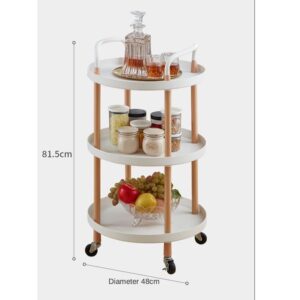 EYHLKM 3 Tier Storage Rack Kitchen Foldable Trolley Vegetable Floor Rack Wheels (Color : A, Size : 81.5cm*48cm)