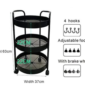 EYHLKM 3 Layer Movable Kitchen Storage Rack Carbon Steel Bathroom Shelf with Wheels Space Saving Trolley Tools (Color : B, Size : 1pcs)