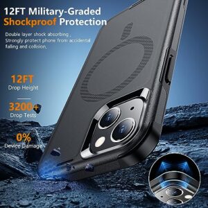 kurdene Magnetic for iPhone 13 case [Compatible with MagSafe][Military Grade Drop Protection][Glass Screen Protector] Full-Body Heavy Duty Shockproof iPhone 13 Phone Case 6.1 inch for Sports Black