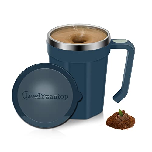 LeadYuantop Auto Self Stirring Coffee Mug, 18 oz Automatic Magnetic Electric Mixing Cup Stainless Steel Travel Cup for Coffee, Chocolate, Milk, Tea, Office, Home, Kitchen, (Blue)