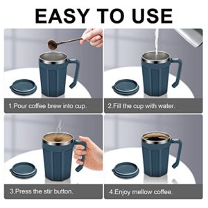 LeadYuantop Auto Self Stirring Coffee Mug, 18 oz Automatic Magnetic Electric Mixing Cup Stainless Steel Travel Cup for Coffee, Chocolate, Milk, Tea, Office, Home, Kitchen, (Blue)