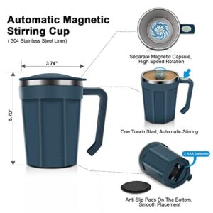 LeadYuantop Auto Self Stirring Coffee Mug, 18 oz Automatic Magnetic Electric Mixing Cup Stainless Steel Travel Cup for Coffee, Chocolate, Milk, Tea, Office, Home, Kitchen, (Blue)