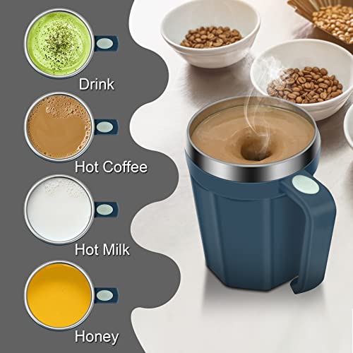 LeadYuantop Auto Self Stirring Coffee Mug, 18 oz Automatic Magnetic Electric Mixing Cup Stainless Steel Travel Cup for Coffee, Chocolate, Milk, Tea, Office, Home, Kitchen, (Blue)