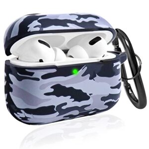 agaosh for airpods pro case cute cover with keychain,full protective camo color silicone airpod case for women men girl, compatible for air pods pro wireless charging case,front led visible camo