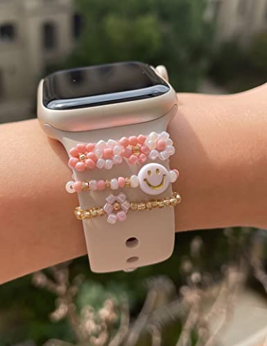 Heesch Watch Band Charms Compatible with Apple Watch Charms for Band Women Beads Decorative Ring Loops Charm for Apple Watch Band Charms Accessories