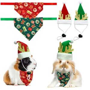 cooshou christmas guinea pigs bandanas hat rabbit triangular scarf small animals christmas costume christmas red green gift pattern for bunny sugar glider guinea pigs (l)