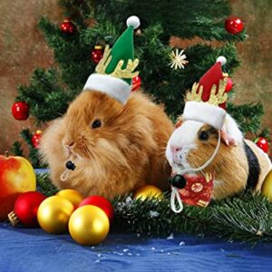 CooShou Christmas Guinea Pigs Bandanas Hat Rabbit Triangular Scarf Small Animals Christmas Costume Christmas Red Green Gift Pattern for Bunny Sugar Glider Guinea Pigs (L)