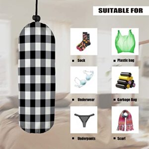 Cute Plastic Bag Holder,Plaid Black White,Grocery Bags Dispenser,Shopping Bag Organizer,Gifts for Kitchen Decor