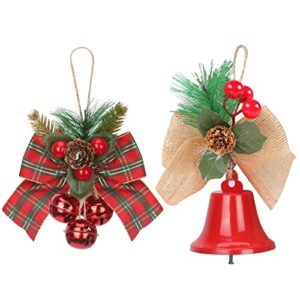 fyy christmas decorations hanging ornaments,2 pack christmas tree ornaments small christmas decor ornaments with bells for tree, home, santa,snowman-red+red