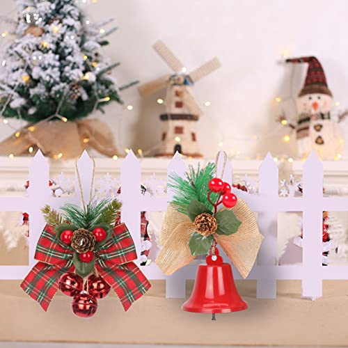 FYY Christmas Decorations Hanging Ornaments,2 Pack Christmas Tree Ornaments Small Christmas Decor Ornaments with Bells for Tree, Home, Santa,Snowman-Red+Red