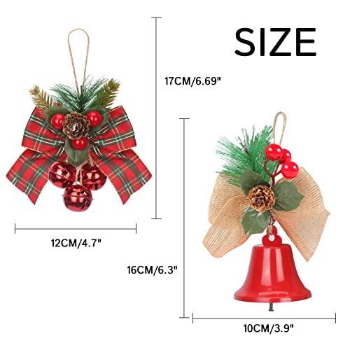 FYY Christmas Decorations Hanging Ornaments,2 Pack Christmas Tree Ornaments Small Christmas Decor Ornaments with Bells for Tree, Home, Santa,Snowman-Red+Red