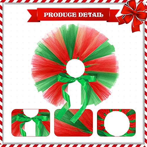 5 Pieces Christmas Dog Costume Set, Include Christmas Adjustable Pet Hat, Red and Green Tutu Skirt, Dog Bandana, Christmas Rope Dog Toy for Small Medium Dog Puppy Cat Pet Xmas Party Accessories