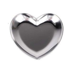 hapivida stainless steel small decorative tray, 3.5inch heart shaped plate tea tray jewelry dish cosmetics organizer bathroom clutter serving platter small storage tray fruit tray (silver)