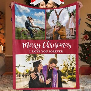 novgarden custom blanket with photo for girlfriend/boyfriend, i love you personalized christmas for couple flannel picture throw blankets
