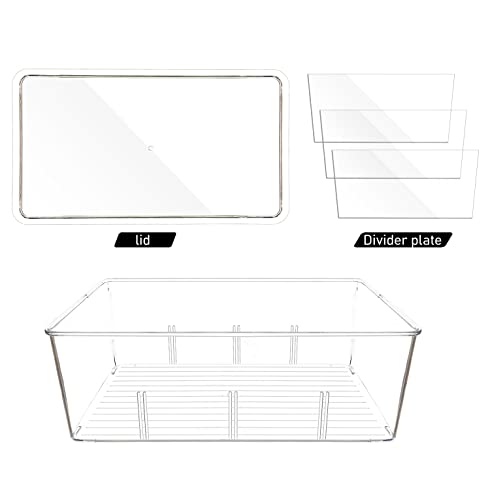 ZHOMA Drawer Organizers with Cover - Vanity Cases Clear Plastic Storage Bins