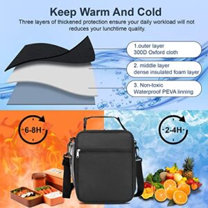 Insulated Lunch Bag 8L Lunch Box for Men Adults with Removable Shoulder Strap Small Lunch Bag for Work, Beach, Short Hiking, Day Camping, Black