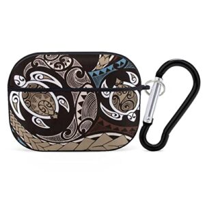 hawaiian honu polynesian sea turtle print compatible with airpods pro case cover lightweight protective case for airpods pro with carabiner for mens/womens