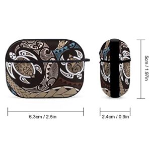 Hawaiian Honu Polynesian Sea Turtle Print Compatible with AirPods Pro Case Cover Lightweight Protective Case for Airpods Pro with Carabiner for Mens/Womens