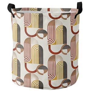 laundry baskets with handles funky ancient african art inspired waterproof freestanding laundry hamper, round collapsible hampers for bedroom, laundry, clothes, toys geometric shapes boho 16.5x17inch