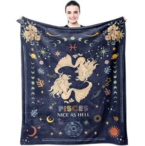 muxuten pisces gifts blanket 60"x50" - pisces gifts women - pisces zodiac gifts - gifts for pisces women - pisces birthday gifts - astrology gifts for women - zodiac gifts,constellation horoscope gift