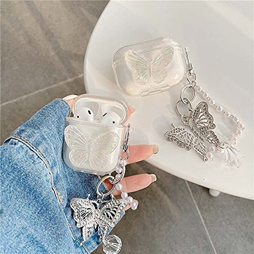 Fycyko Compatible with AirPods Pro 2 (2022) Case with Girls Cute Clear Glitter Butterfly Design Smooth Soft TPU Cover Case for Airpods Pro 2,Cute for Airpods-Butterfly