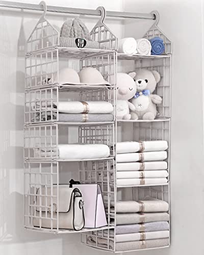 GOYOR 4-Shelf Plastic Hanging Closet Organizer, Collapsible Hanging Closet Shelves, Hanging Organizer for Closet & RV, White, 31" H X 11" W X 11" D, 1-Pack.